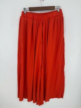 Wynne Collection Women's Redish Orange Wide Leg Flowy Pants Resort Size Small